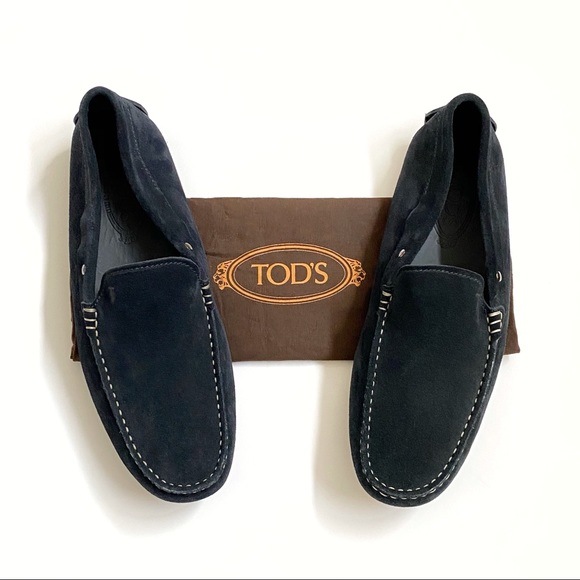 TOD’S Gommino black suede leather slip on driving slippers shoes loafers - Picture 2 of 13